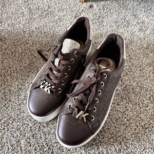 Michael Kors Chocolate Brown Logo Lace-Up Sneakers